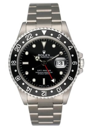 Rolex GMT Master 16700 mostrador preto Relógio Masculino Caixa e Documentos