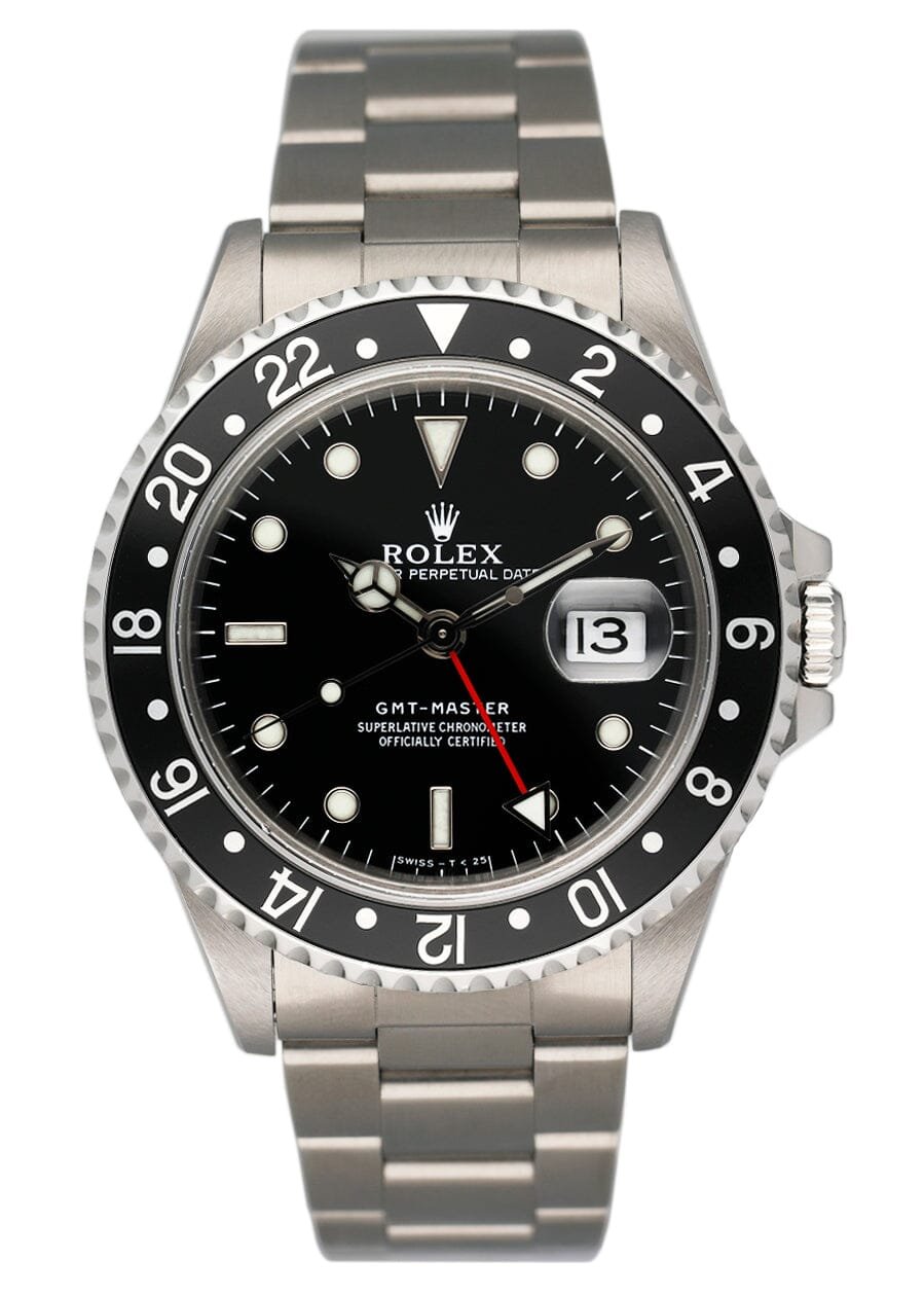 Rolex GMT Master 16700 mostrador preto Relógio Masculino Caixa e Documentos