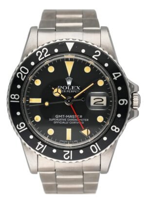 Rolex GMT Master 16750 mostrador preto aço inoxidável Relógio Masculino