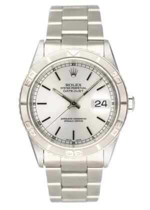 Rolex Oyster Datejust Turn-O-Graph 16264 mostrador prata Relógio Masculino