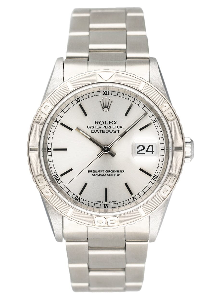 Rolex Oyster Datejust Turn-O-Graph 16264 mostrador prata Relógio Masculino