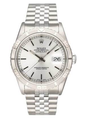Rolex Oyster Datejust Turn-O-Graph 16264 mostrador prata Relógio Masculino