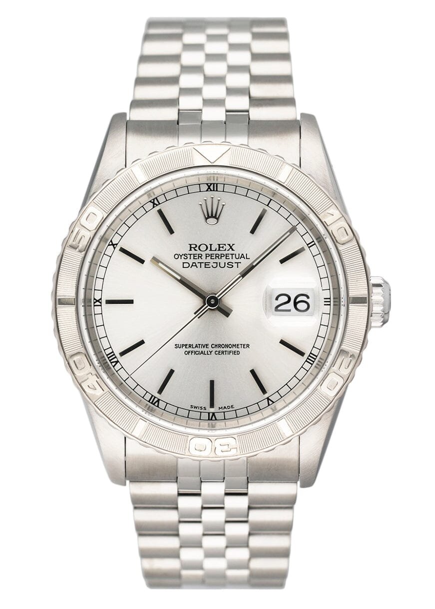 Rolex Oyster Datejust Turn-O-Graph 16264 mostrador prata Relógio Masculino