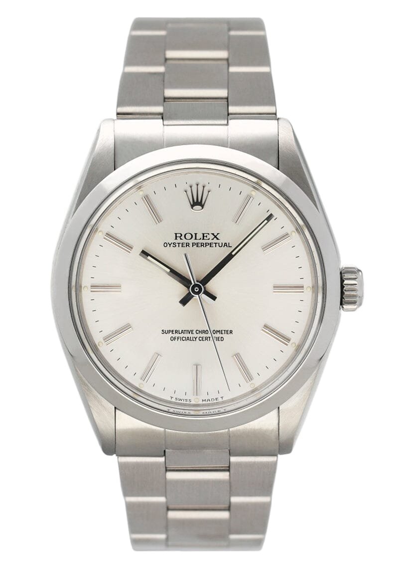 Rolex Oyster Perpetual 1002 mostrador prata Relógio Masculino