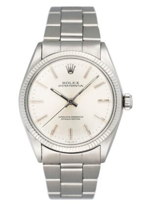 Rolex Oyster Perpetual 1005 mostrador prata Steel Relógio Masculino