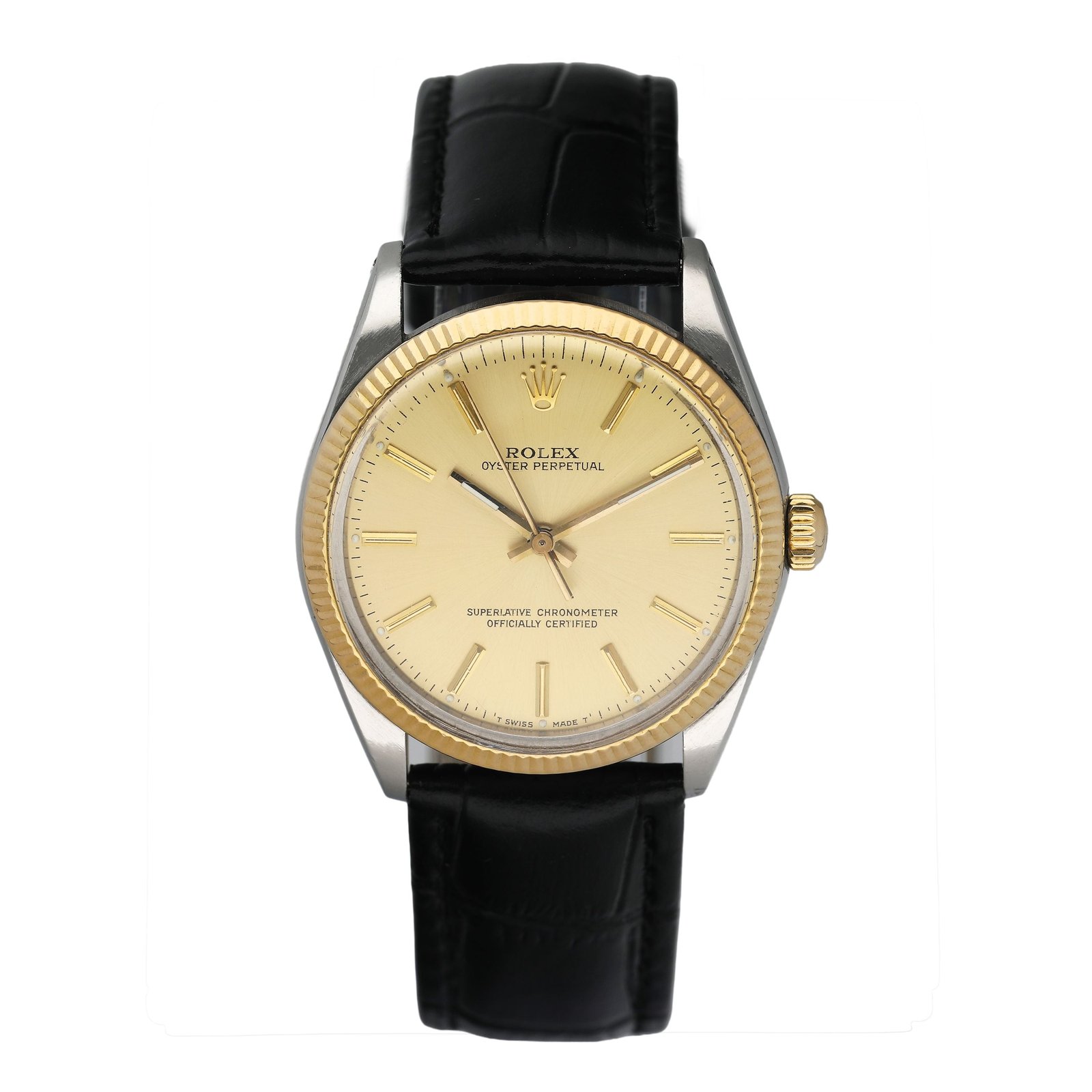Rolex Oyster Perpetual 1005/3 mostrador champagne Relógio Masculino Caixa e Documentos