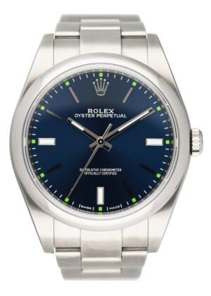 Rolex Oyster Perpetual 114300 mostrador azul Relógio Masculino Caixa e Documentos