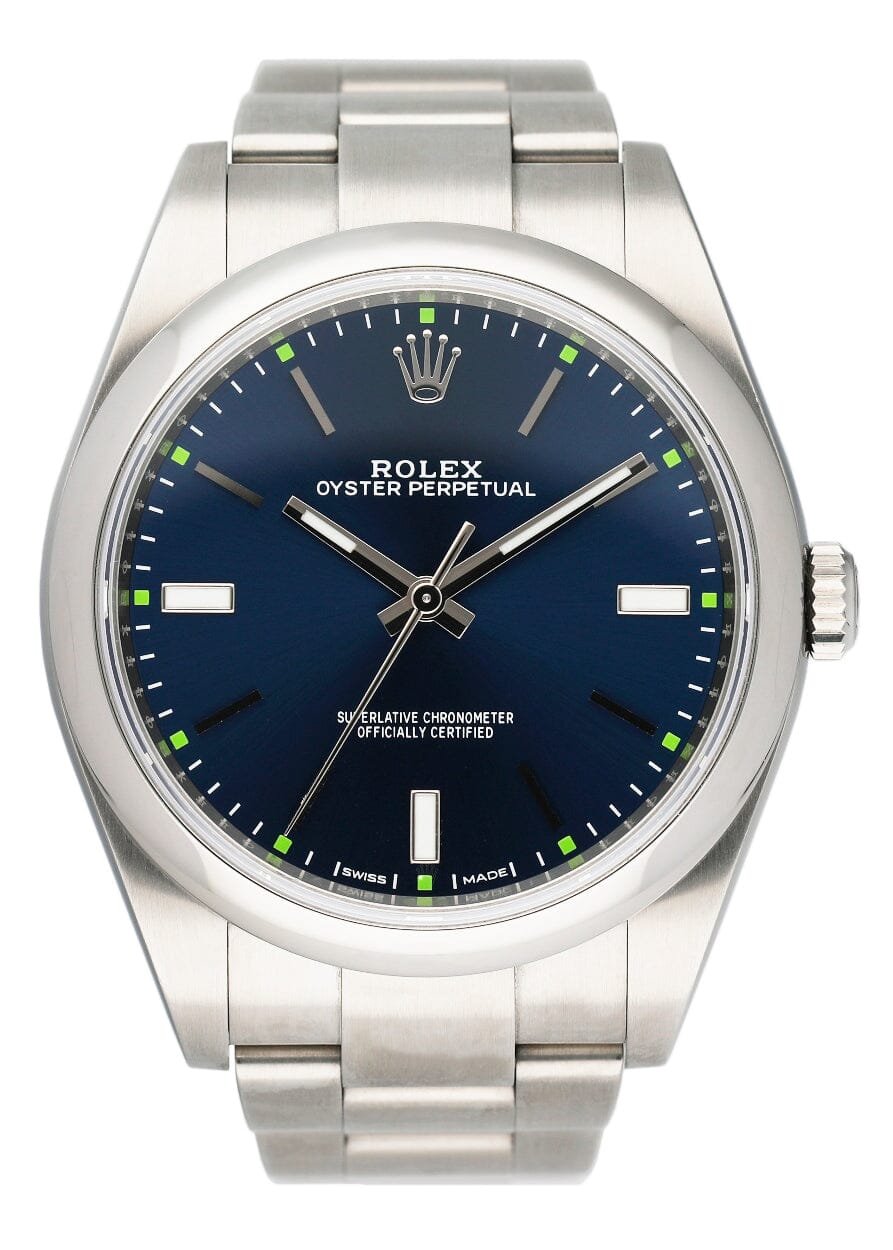 Rolex Oyster Perpetual 114300 mostrador azul Relógio Masculino Caixa e Documentos