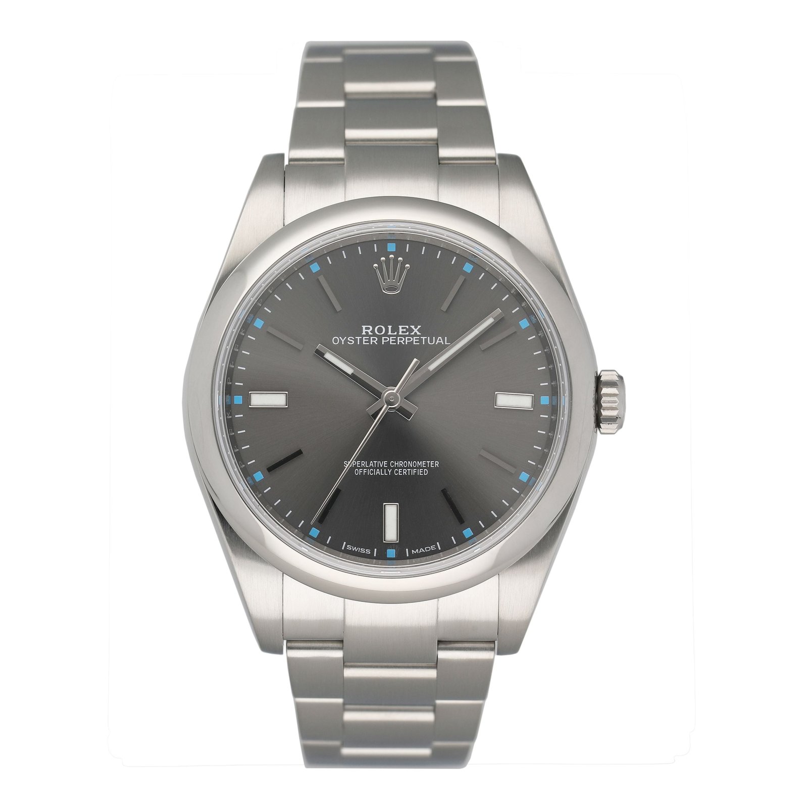Rolex Oyster Perpetual 114300 mostrador cinza Relógio Masculino Caixa e Documentos