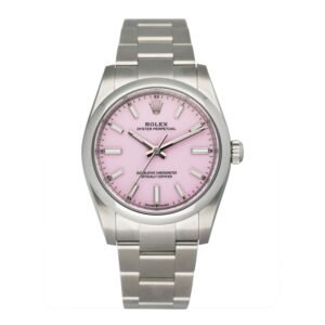 Rolex Oyster Perpetual 124200 Midsize Candy Pink Dial Relógio Feminino Caixa e Documentos
