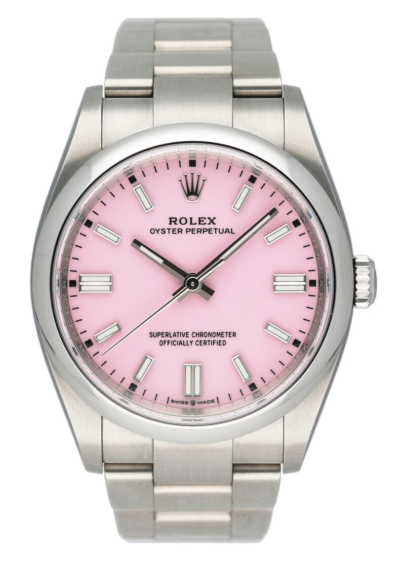 Rolex Oyster Perpetual 126000 Pink Dial Relógio Caixa e Documentos