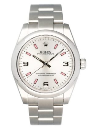 Rolex Oyster Perpetual 177200 mostrador prata Relógio Feminino Caixa e Documentos