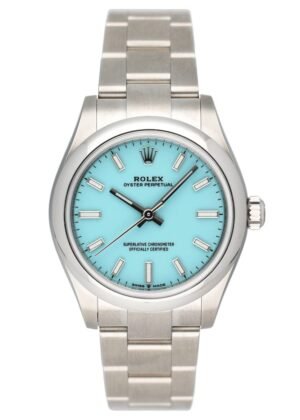 Rolex Oyster Perpetual 277200 Turquoise Dial Relógio Feminino Caixa e Documentos