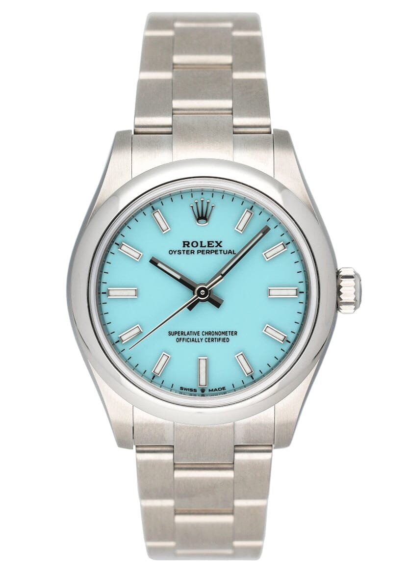 Rolex Oyster Perpetual 277200 Turquoise Dial Relógio Feminino Caixa e Documentos
