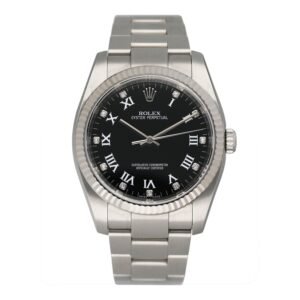 Rolex Oyster Perpetual 36 116034 Diamond mostrador preto Relógio Masculino Caixa e Documentos