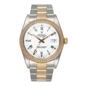 Rolex Oyster Perpetual Date 15053 mostrador branco Relógio Masculino