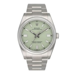 Rolex Oyster Perpetual Pistachio Dial 126000 Relógio Masculino Caixa e Documentos