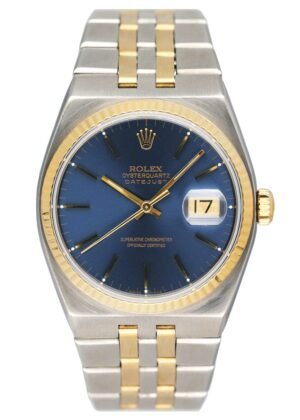 Rolex Oysterquartz Datejust 17013 mostrador azul Two Tone Relógio Masculino Caixa e Documentos