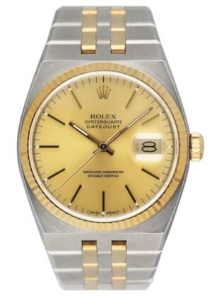 Rolex Oysterquartz Datejust 17013 Two Tone Relógio Masculino Caixa e Documentos