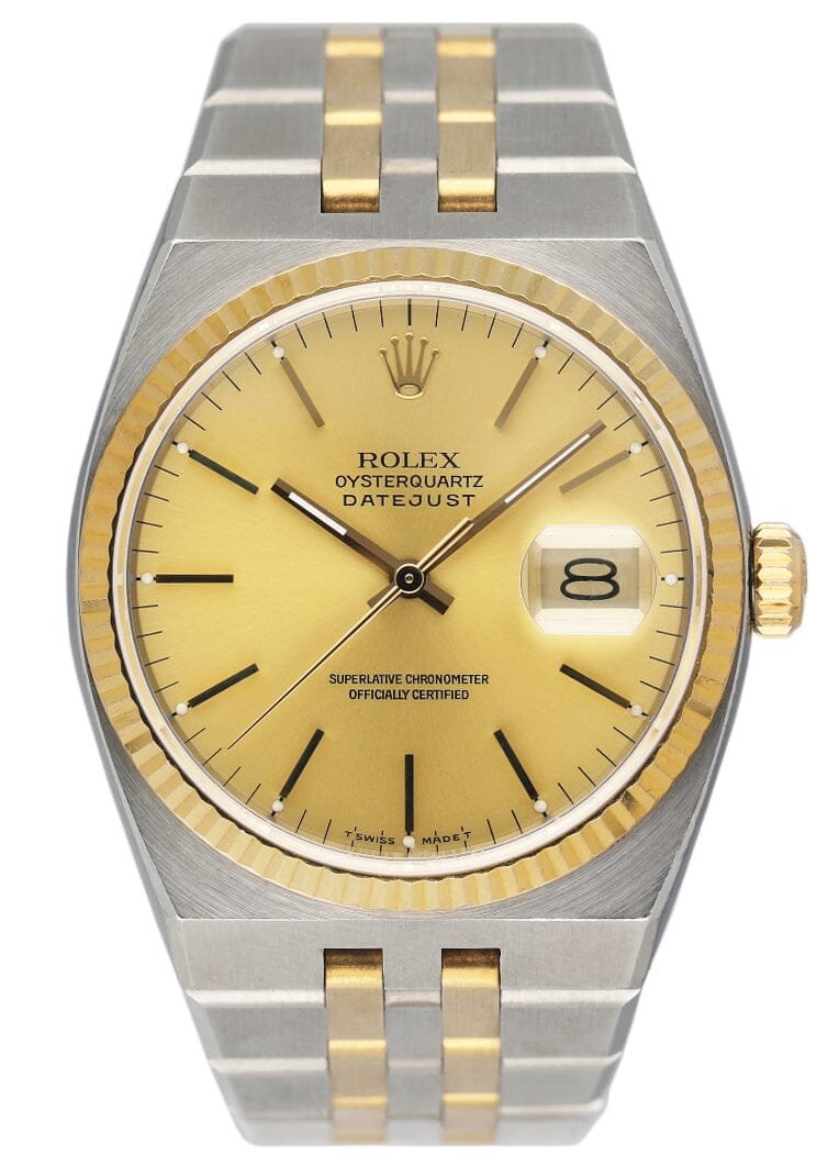 Rolex Oysterquartz Datejust 17013 Two Tone Relógio Masculino Box Service Papers
