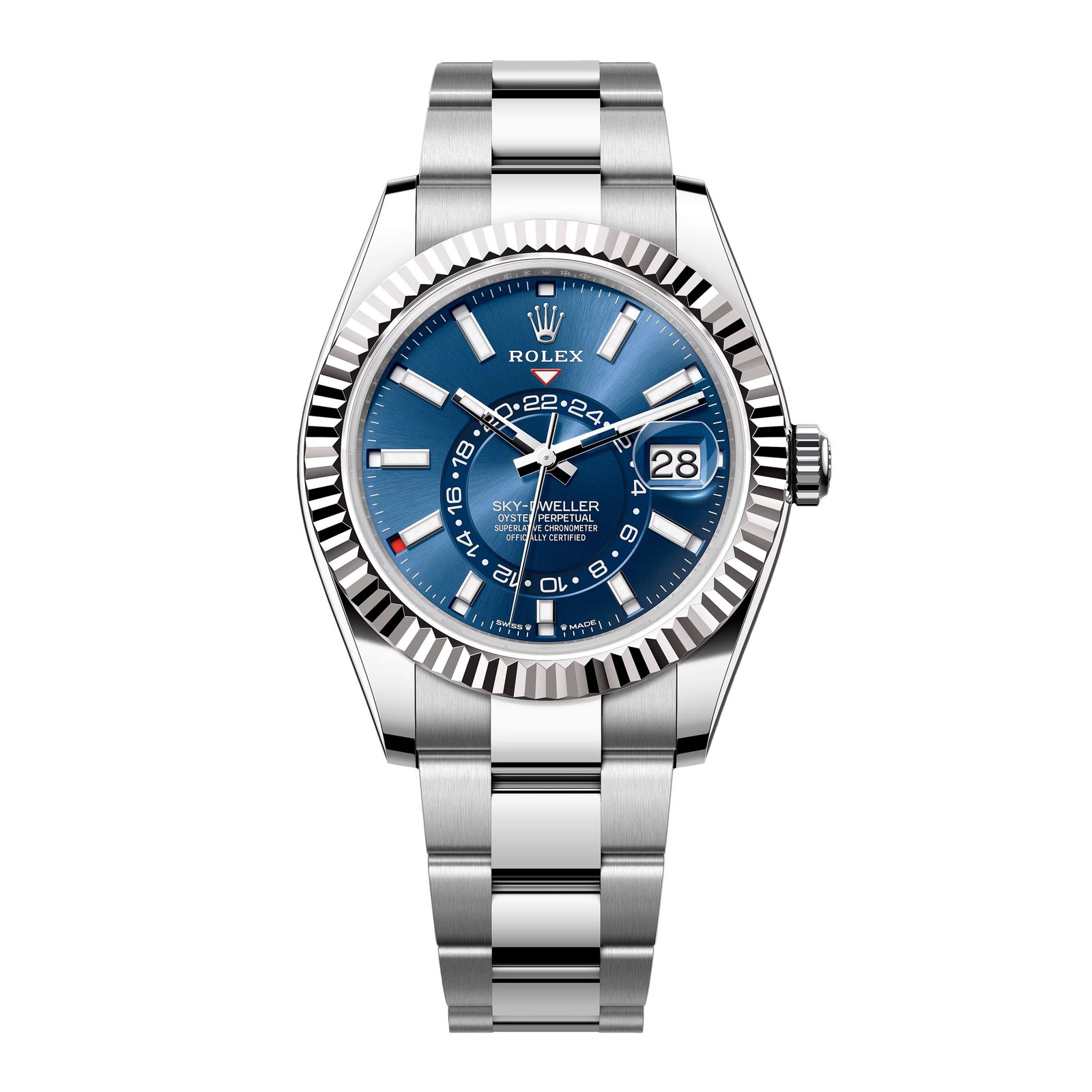 Rolex Sky-Dweller 336934 mostrador azul Relógio Masculino Caixa e Documentos