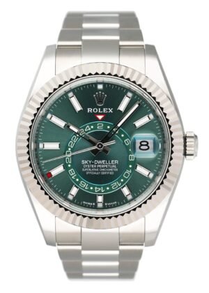 Rolex Sky-Dweller 336934 Green Dial Relógio Masculino Caixa e Documentos
