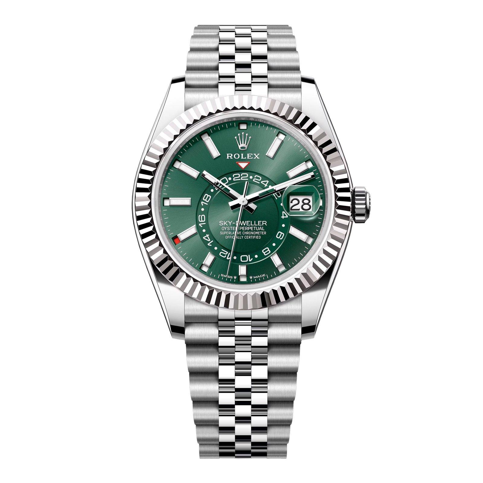 Rolex Sky-Dweller 336934 Green Dial Relógio Masculino Caixa e Documentos