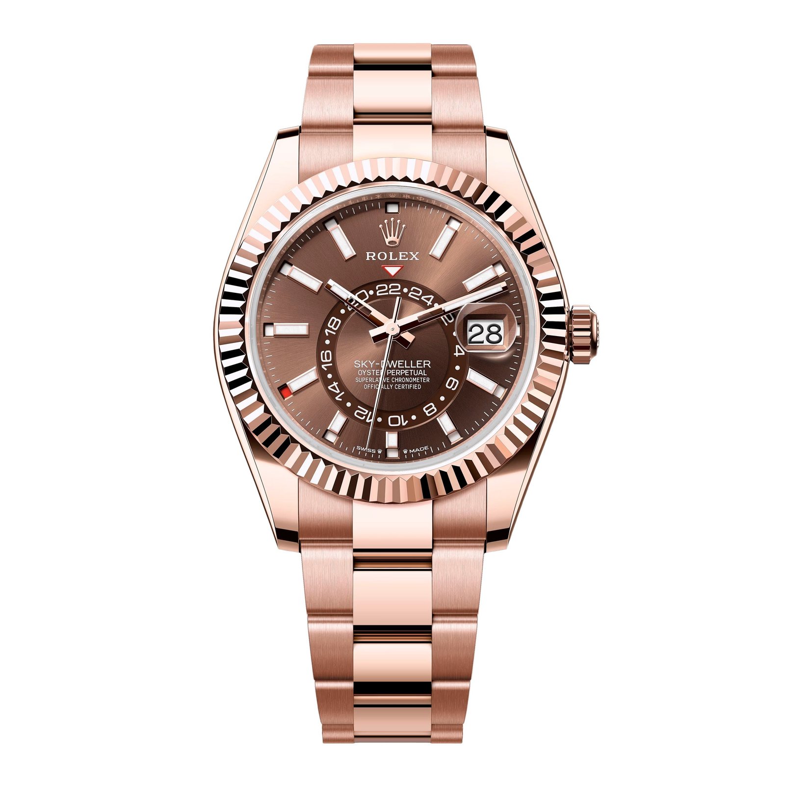 Rolex Sky-Dweller 336935 Chocolate Dial Relógio Masculino Caixa e Documentos
