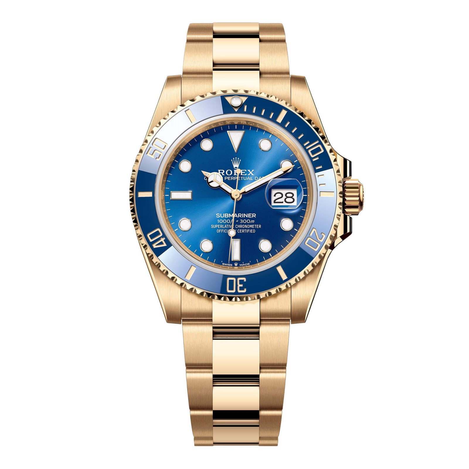 Rolex Submariner 126618LB mostrador azul 18k ouro amarelo Relógio Masculino Caixa e Documentos
