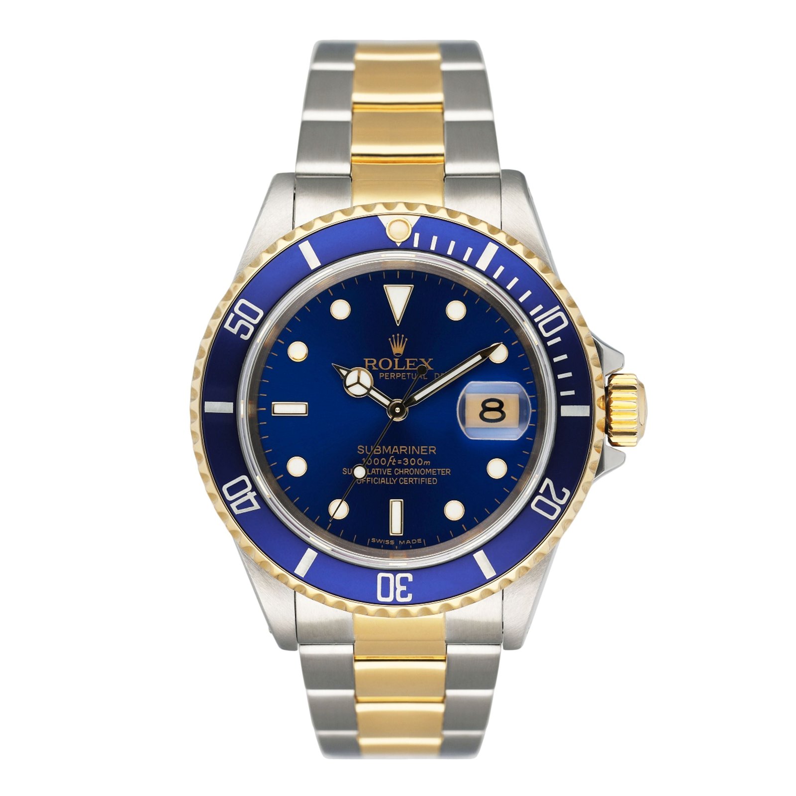 Rolex Submariner 16613 mostrador azul Relógio Masculino