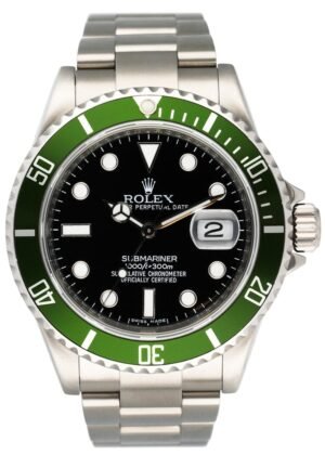 Rolex Submariner Date 16610LV Kermit Relógio Masculino Caixa e Documentos