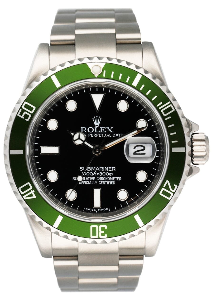 Rolex Submariner Date 16610LV Kermit Relógio Masculino Caixa e Documentos