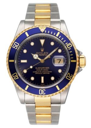 Rolex Submariner Date 16613 mostrador azul Relógio Masculino Caixa e Documentos