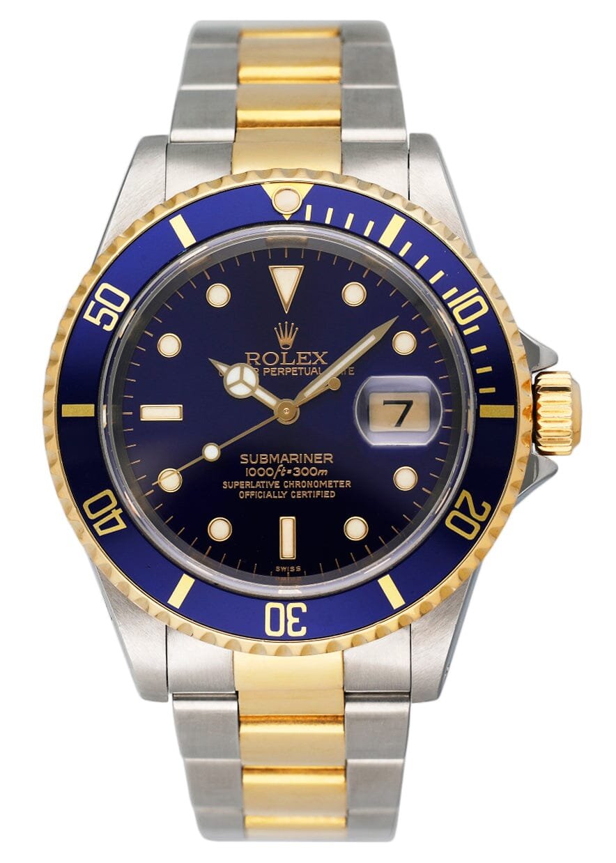 Rolex Submariner Date 16613 mostrador azul Relógio Masculino Caixa e Documentos