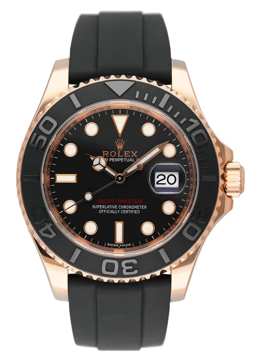 Rolex Yacht-Master 116655 mostrador preto 18k ouro rosa Relógio Masculino