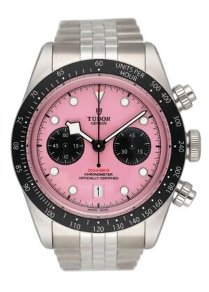Tudor Black Bay Chrono 79360N Pink Dial Relógio Masculino Caixa e Documentos