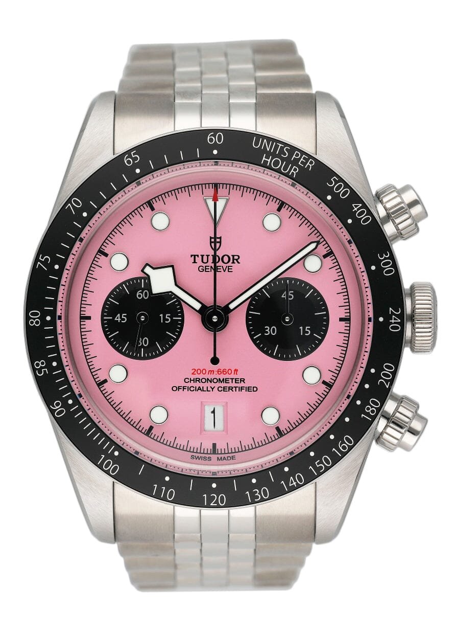 Tudor Black Bay Chrono 79360N Pink Dial Relógio Masculino Caixa e Documentos