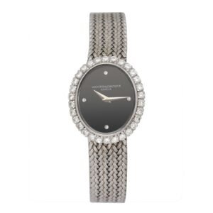 Vacheron Constantin Onyx Dial 18k ouro branco Relógio Feminino