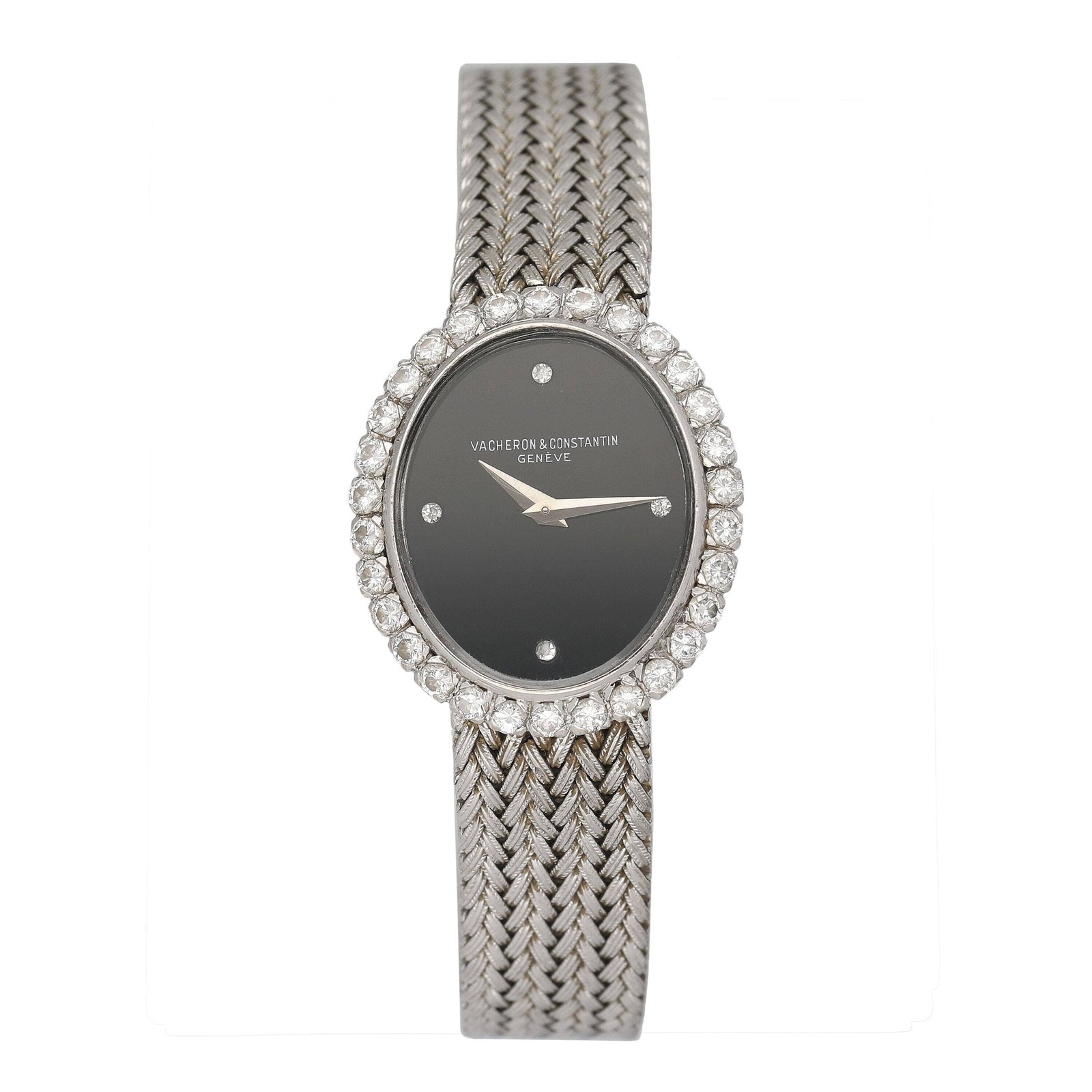 Vacheron Constantin Onyx Dial 18k ouro branco Relógio Feminino