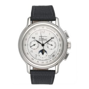 Zenith El Primero Chronomaster 39.0240.410/01 mostrador prata Steel Relógio Masculino Caixa e Documentos
